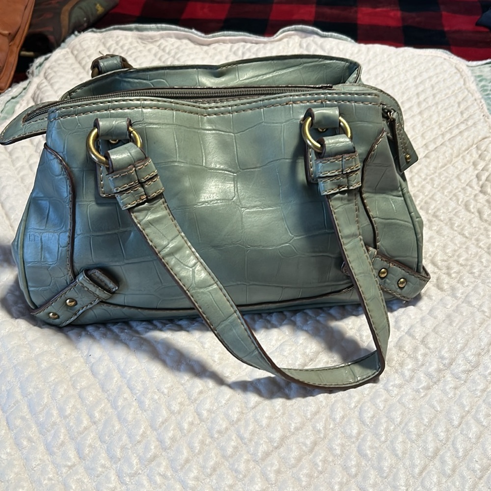 Nine West Light Mint Green Croc-Embossed Shoulder Bag - Picture 3 of 3